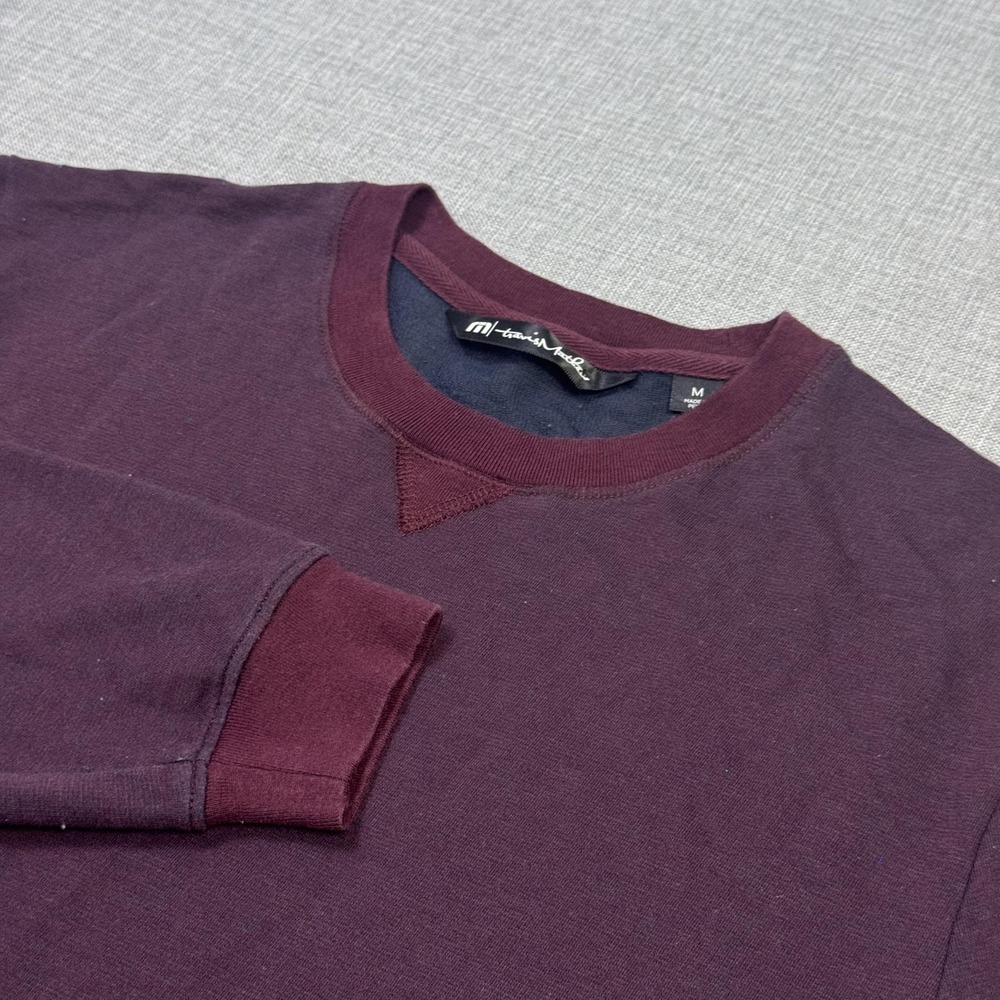 Travis Mathew Carlin Crew Neck Pima Cotton Long Sleeve Sweatshirt Men M Maroon